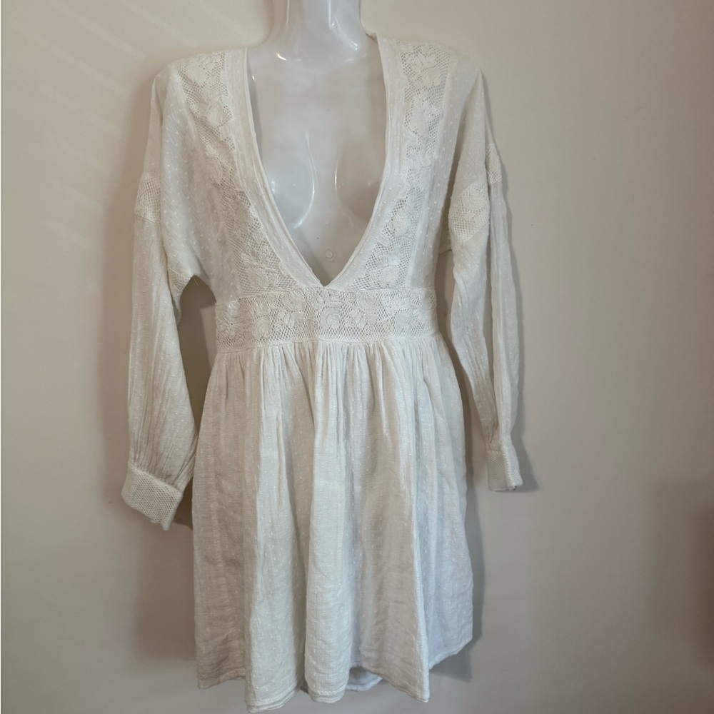 Free People Ivory Long Sleeve Dress